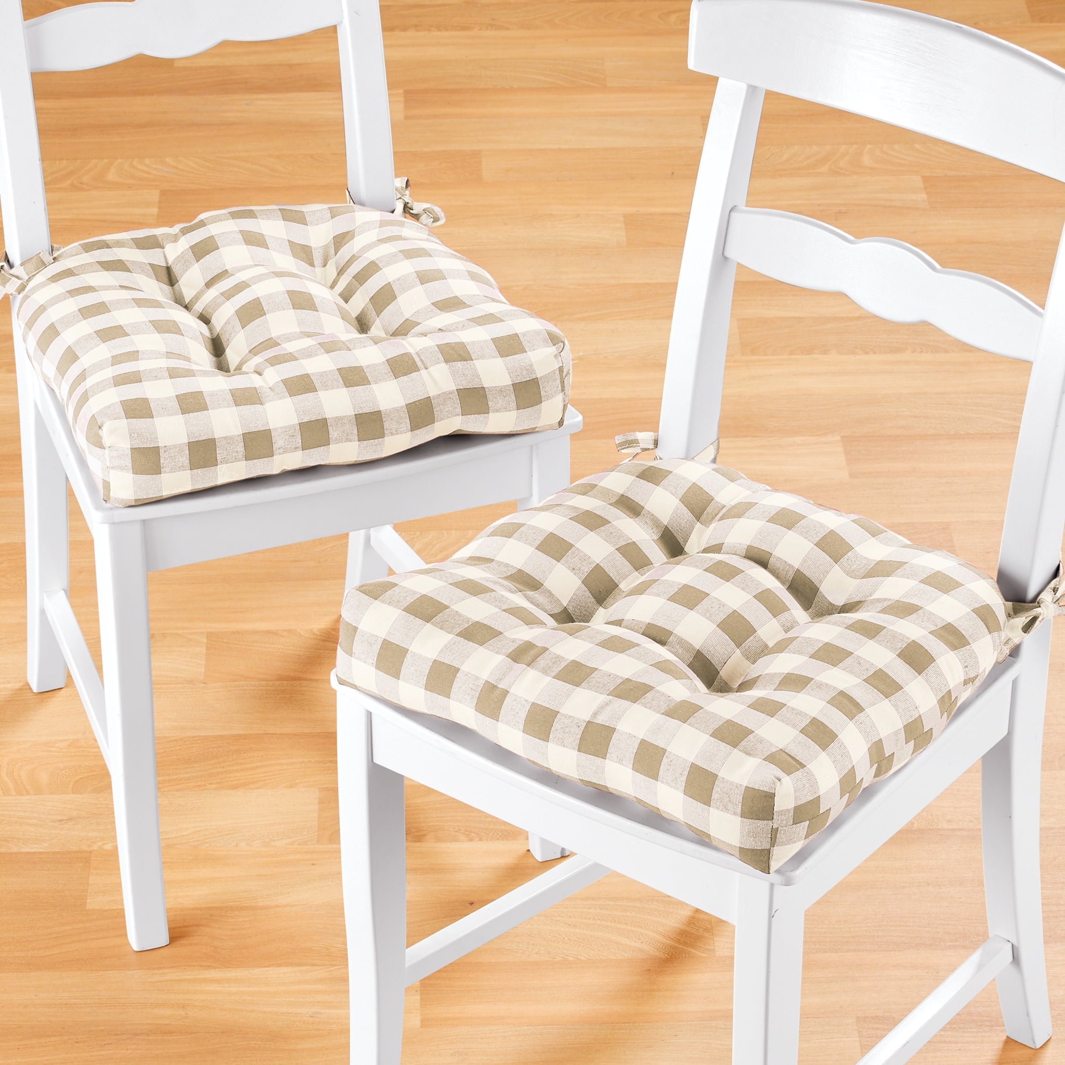 Achim Buffalo Polyester & Cotton Tufted Chair Seat Cushions, Checkered  Burgundy, 16 in x 15 in x 3 in, Set of Two