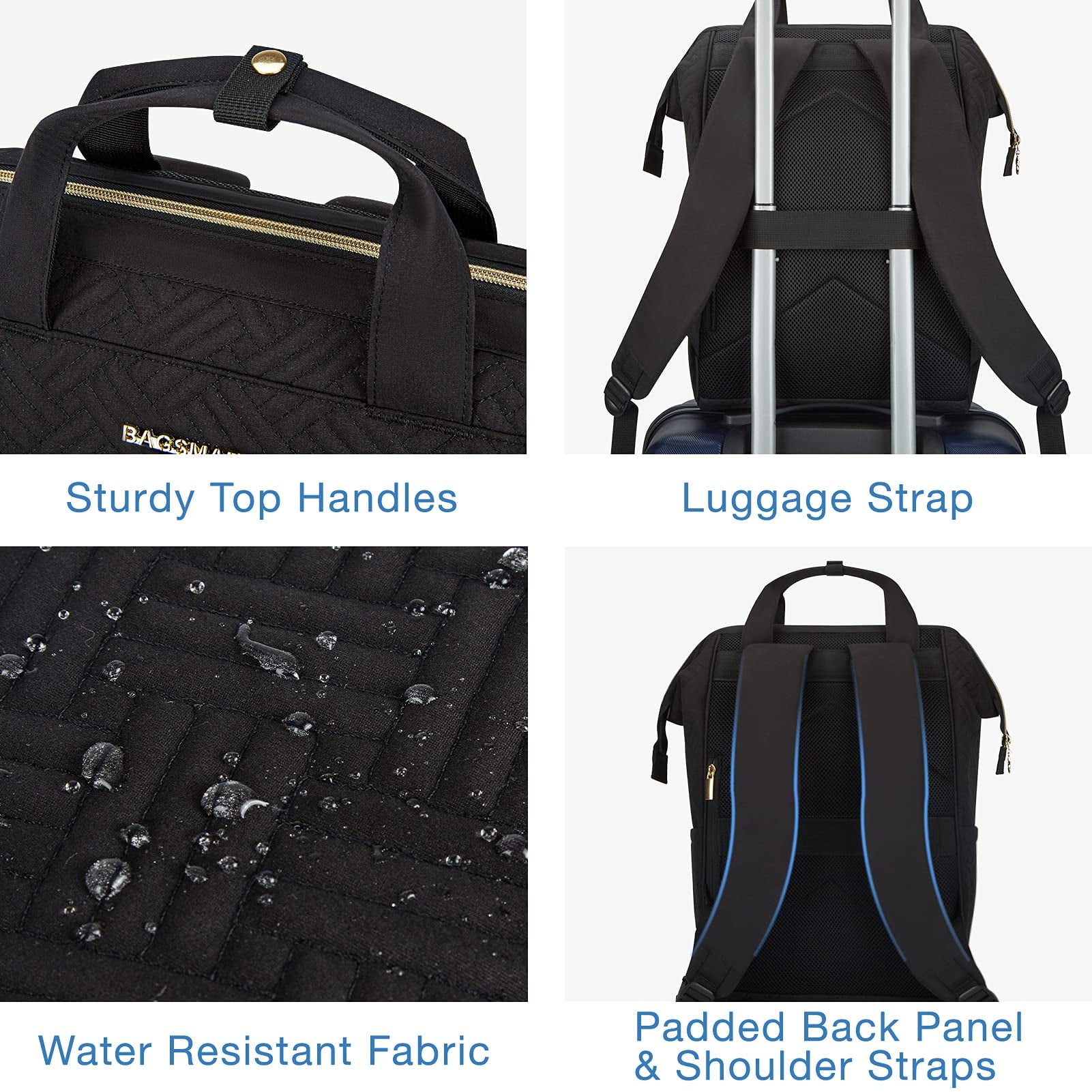 BAGSMART 17" Travel Laptop Backpack for Women, Business Computer Backpack School Book Bag Casual Daypack for Work College Trip, Men & Women, Black