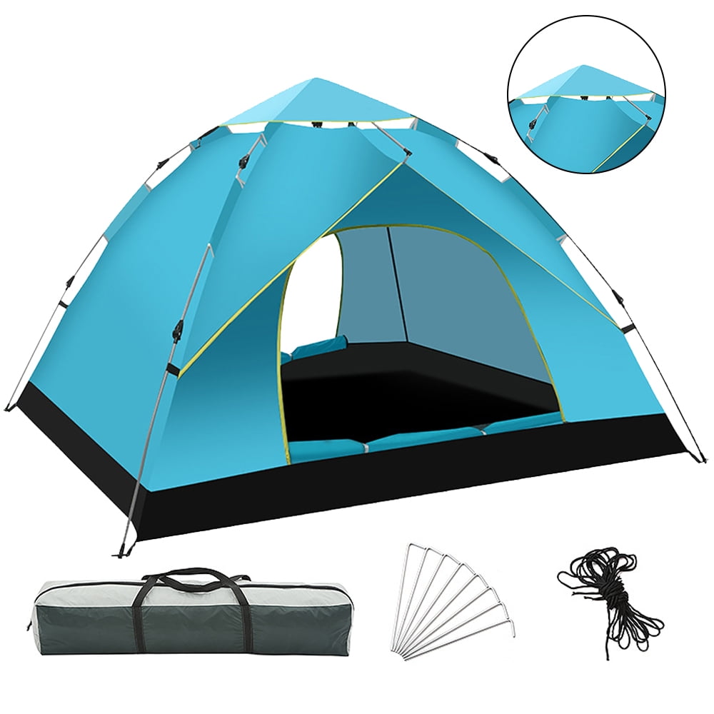 Aedavey Camping Tent 3 Person Automatic Pop Up Instant Tent Waterproof Windproof Portable 7' x 7' x 53" Lake Blue