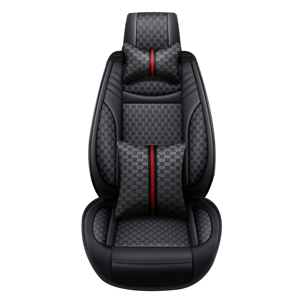 Aotiyer Universal Car Seat Covers 5PCS Full Set Car Seat Covers Accessories Breathable Leather Automotive Seat Covers for Most Cars SUVs Pick-up Trucks