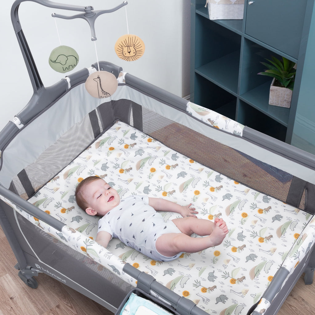 Baby Trend Nursery Center Playard - Animal Jubilee, Grey, Infant