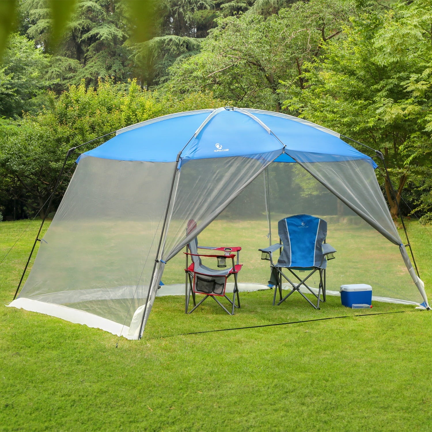 Alpha Camper 13' x 9' Screen House Canopy Sun Shade with One Room, Blue