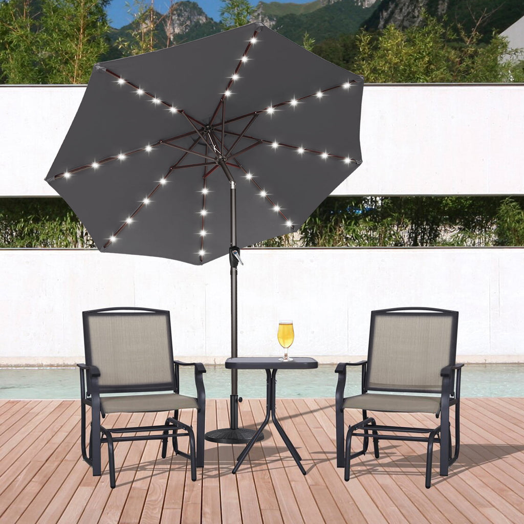 ABCCANOPY 7.5ft Patio Solar Umbrella LED Outdoor Umbrella with Tilt and Crank, Turquoise