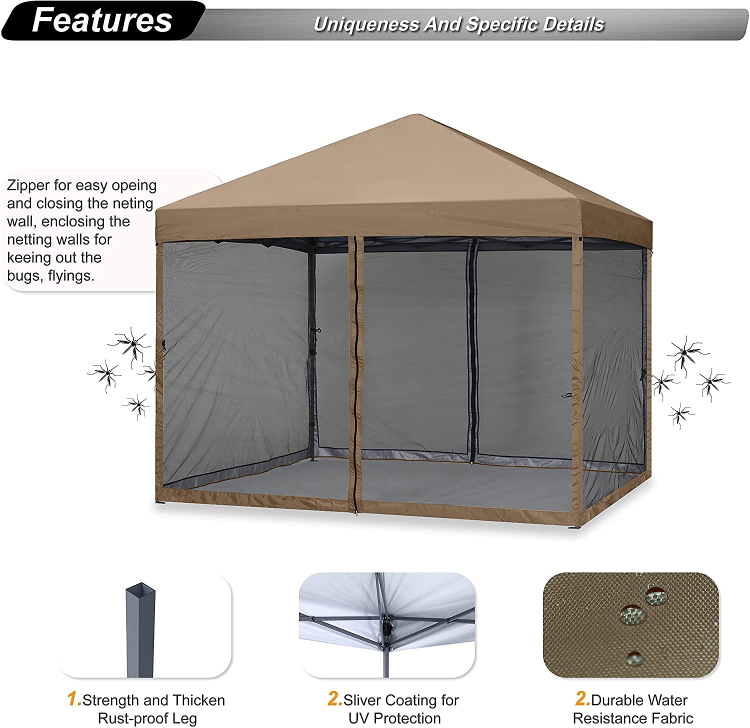 ABCCANOPY 10 ft x 10 ft Easy Pop up Outdoor Canopy Tent, White