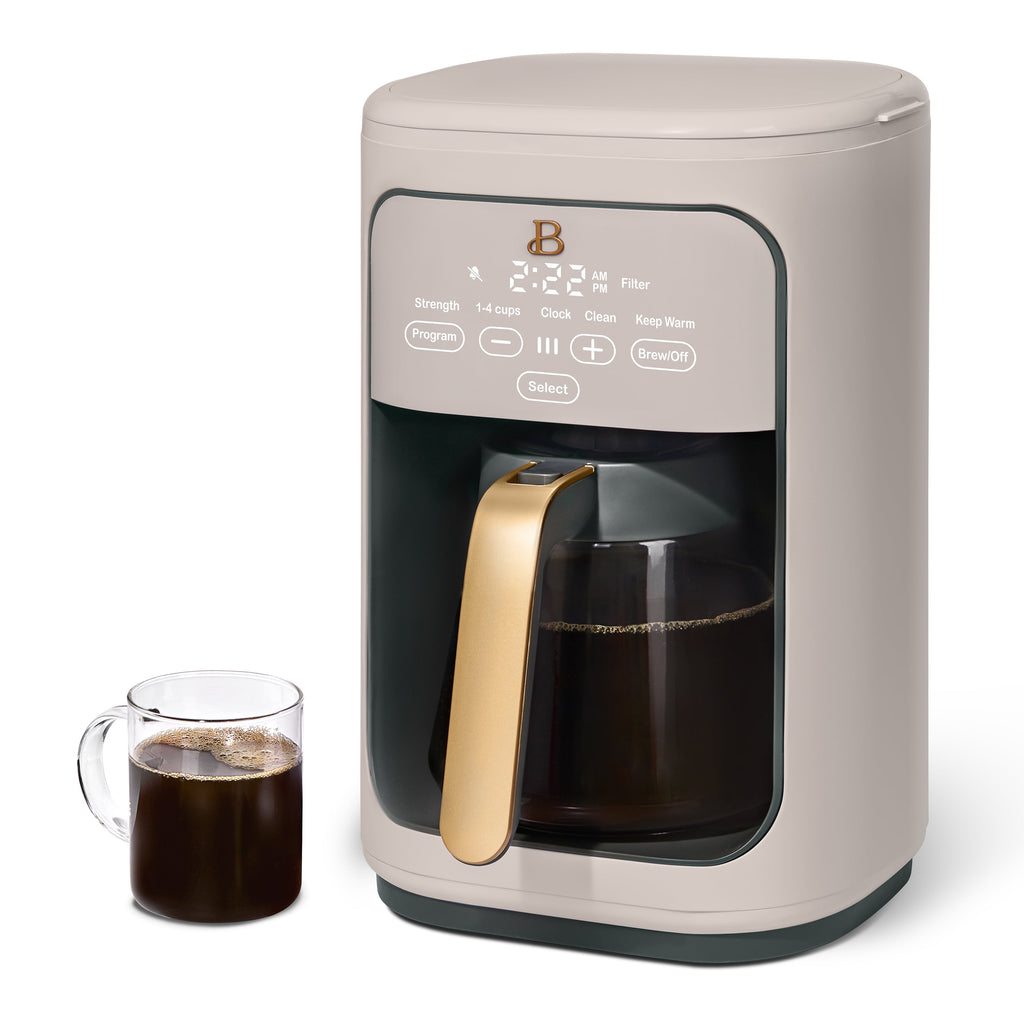 Beautiful 14-Cup Programmable Drip Coffee Maker with Touch-Activated Display, White Icing by Drew Barrymore