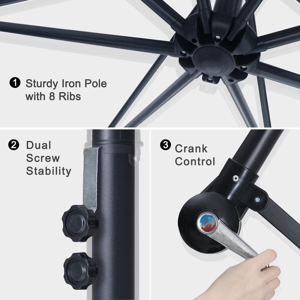 ABCCANOPY 10 FT Patio Umbrellas with Crank & Cross Base for Garden, Backyard, Pool and Beach, 12+ Colors(Turquoise)