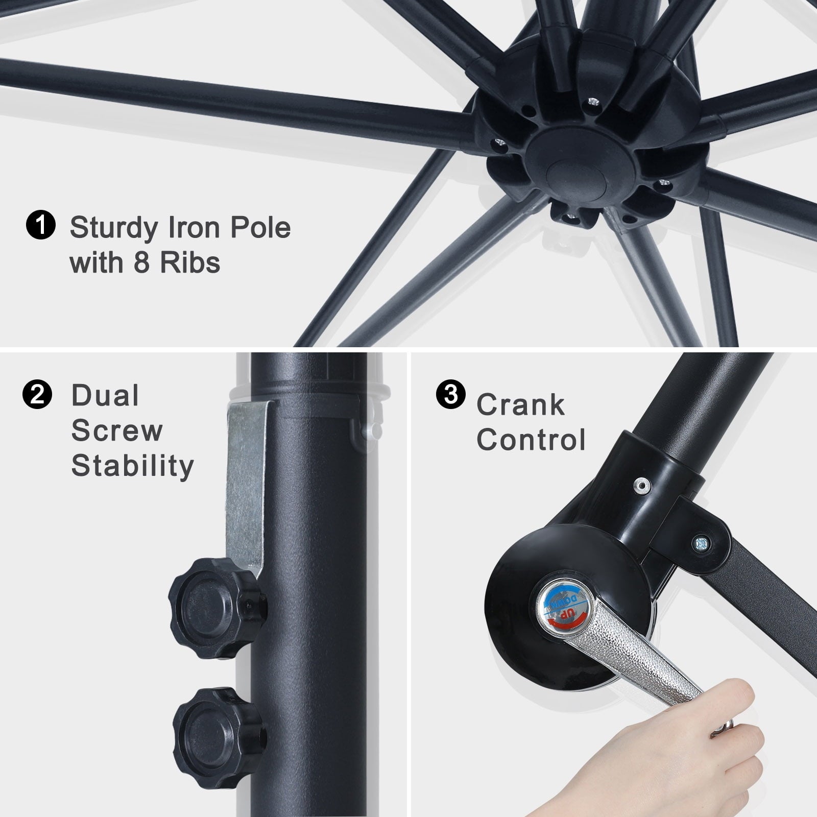 ABCCANOPY 10 FT Patio Umbrellas with Crank & Cross Base for Garden, Backyard, Pool and Beach, 12+ Colors(Turquoise)