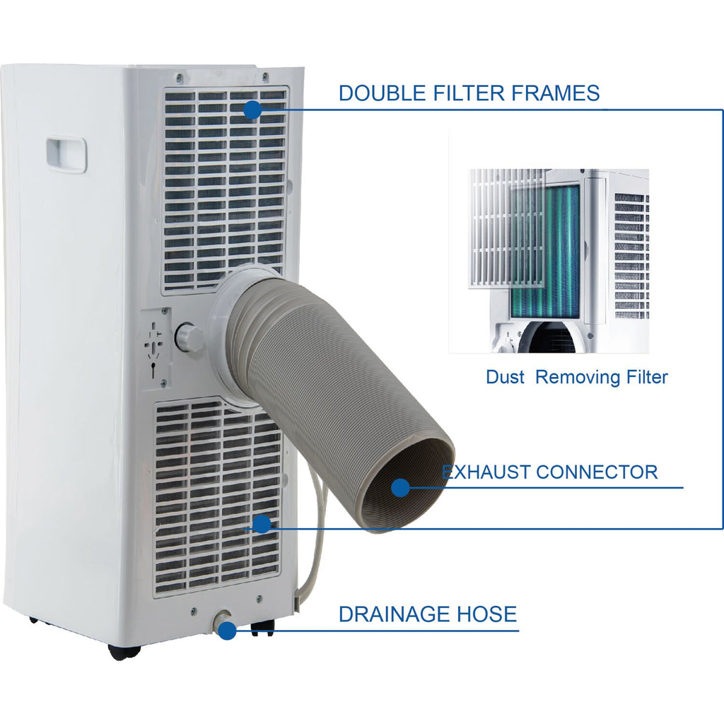 Aire Max 5,000 BTU (10,000 BTU ASHRAE) Portable Air Conditioner with Remote Control for Rooms up to 300 Sq. ft., White, APO110C