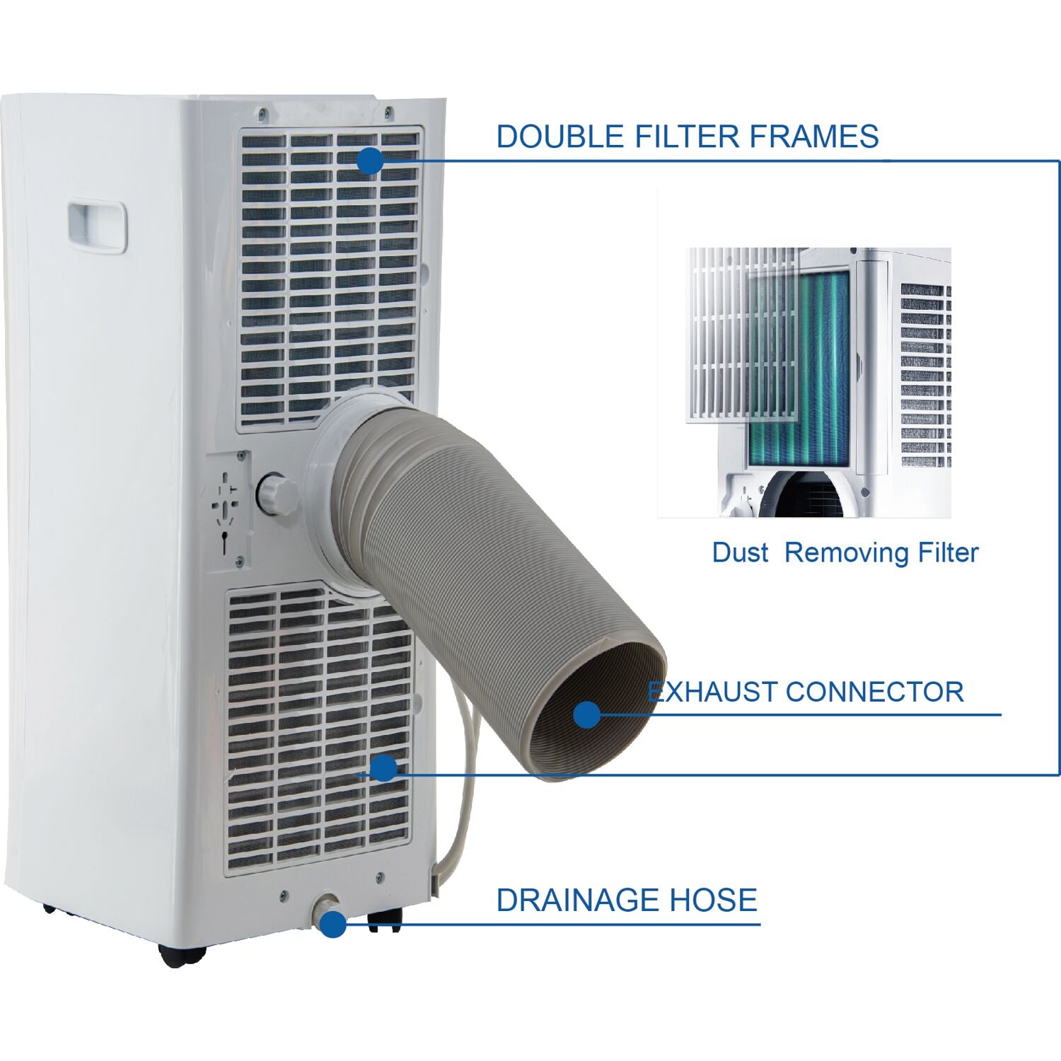 Aire Max 5,000 BTU (10,000 BTU ASHRAE) Portable Air Conditioner with Remote Control for Rooms up to 300 Sq. ft., White, APO110C