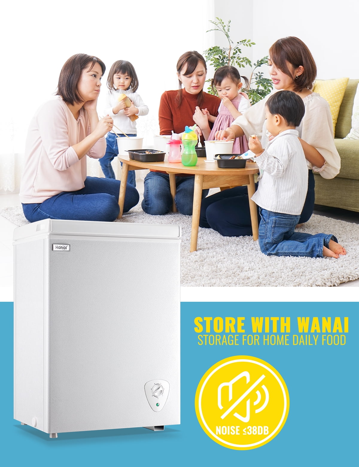 3.5 Cubic Feet Chest Freezer Small Deep Freezers with 7 Gears Temp Control Office Dorm Kitchen White