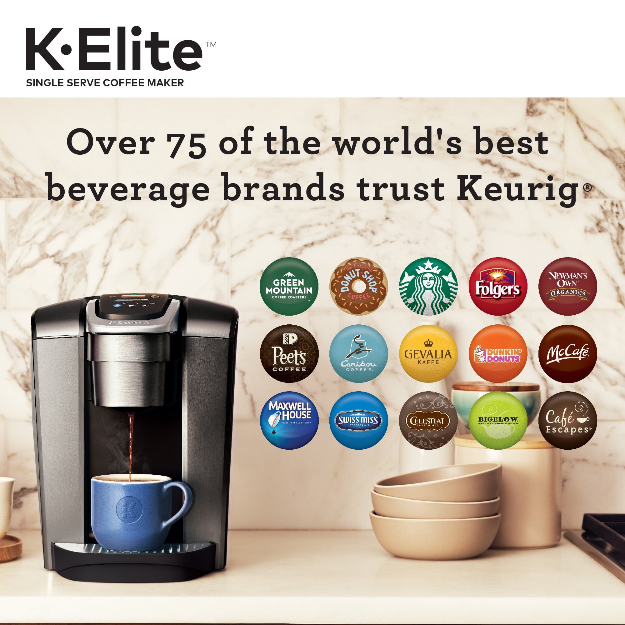 Keurig K-Elite, Single Serve K-Cup Pod Coffee Maker, Brushed Gold