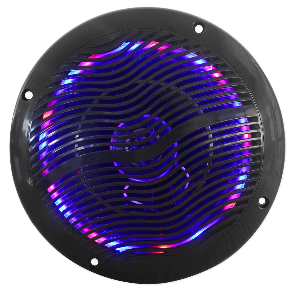 (4) Rockville RMC65LB 6.5" 1200w Black Marine Speakers w/Multi Color LED+Remote