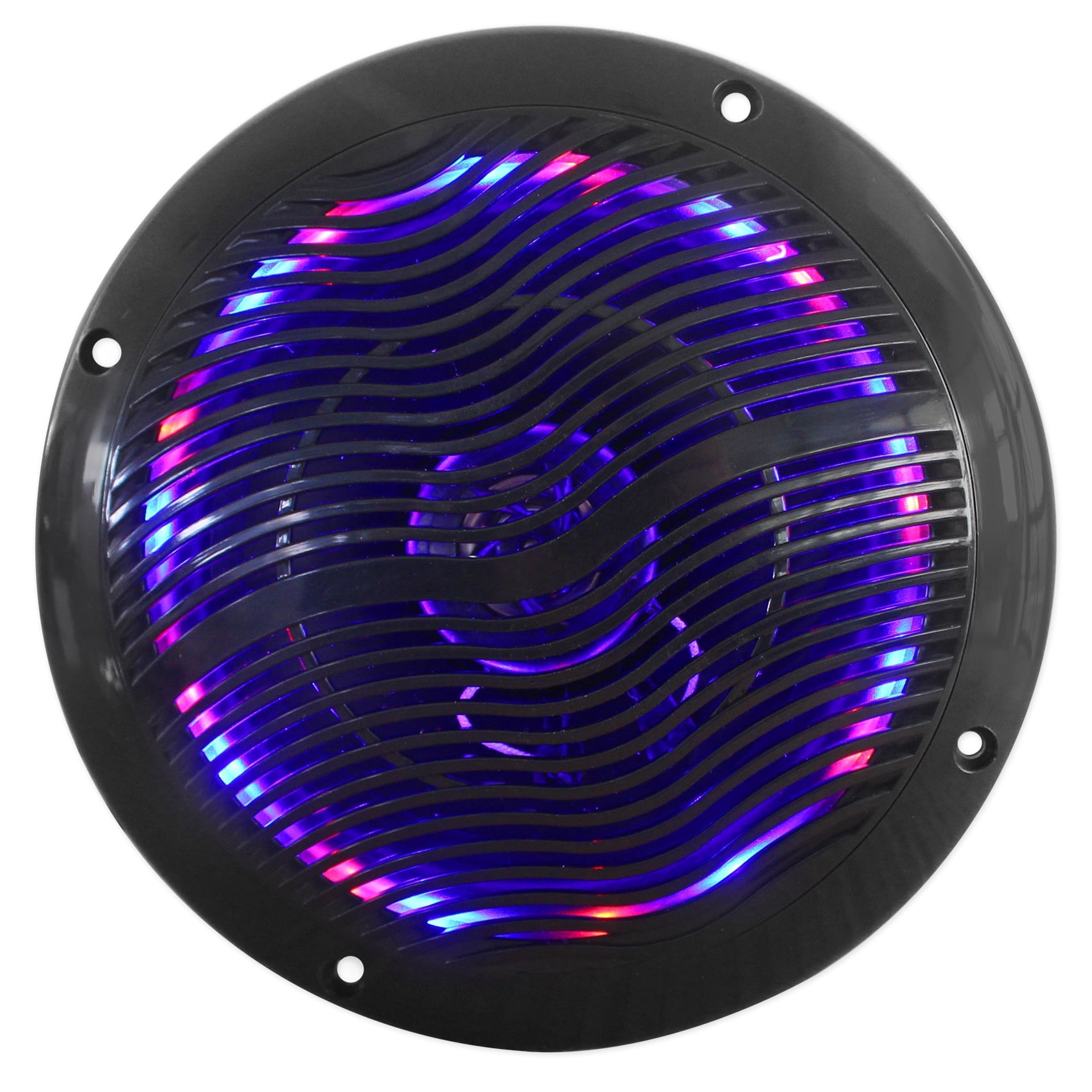 (4) Rockville RMC65LB 6.5" 1200w Black Marine Speakers w/Multi Color LED+Remote