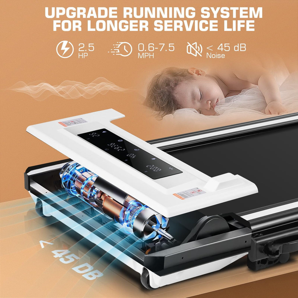 ANCHEER Treadmills, 2 in 1 Folding Treadmill, Walking Pad Treadmill Under Desk for Home Use, Portable Treadmill with Remote Control, Installation-Free