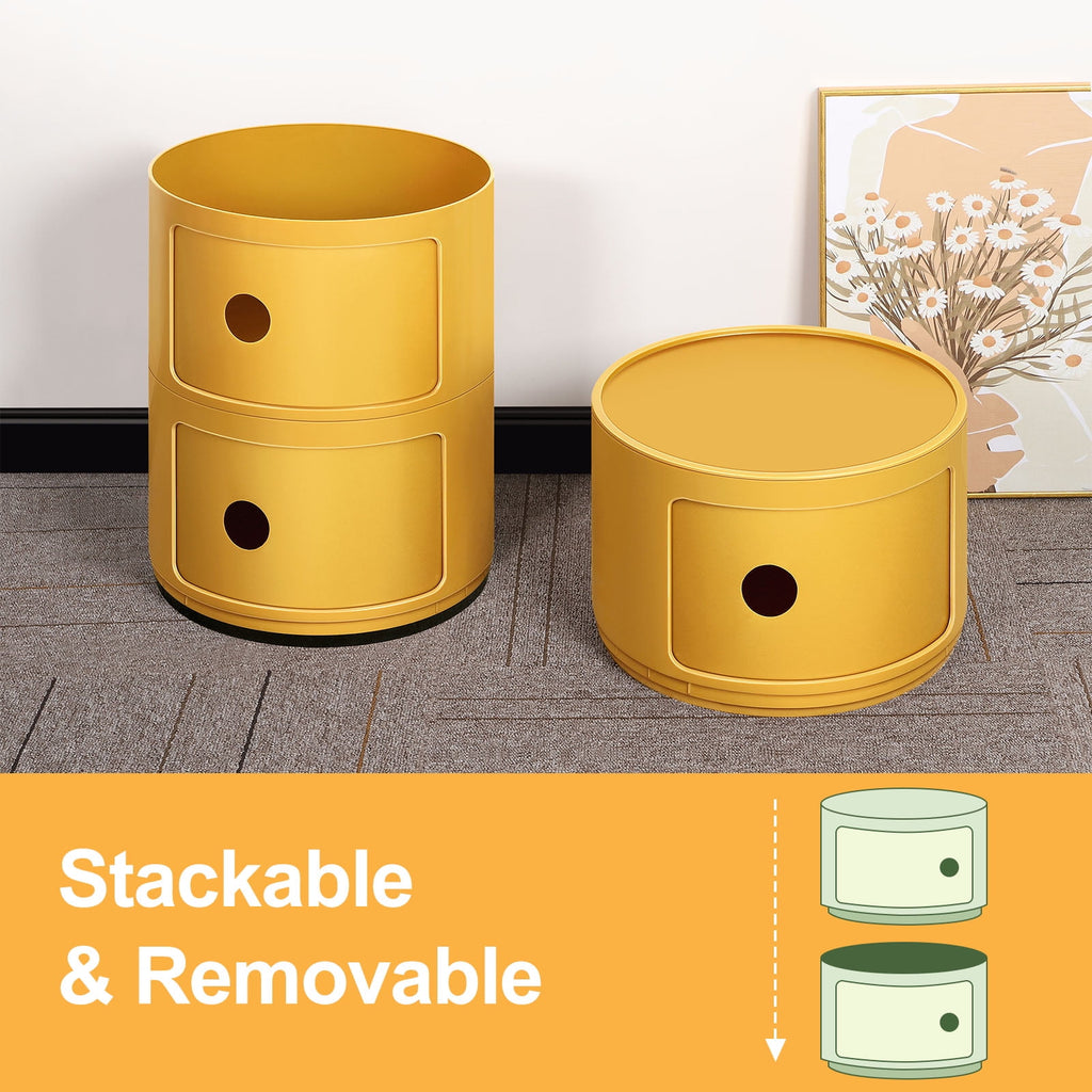 3 Drawer Sliding Barrel Modern Bedroom Nightstand, White