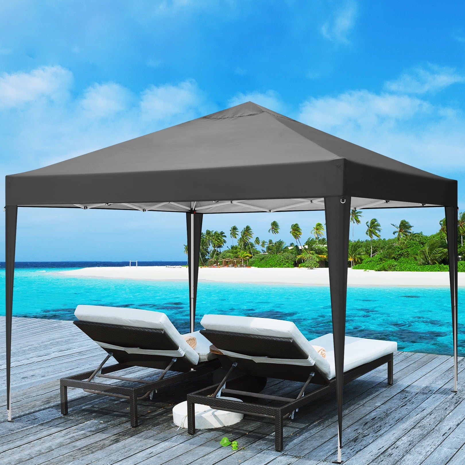 10'x 10' Pop up Canopy 1 Person Setup Canopy Portable Outdoor Party Instant Shelter with 4 Removable Sidewalls & Carrying Bag for Wedding Picnics Camping, White