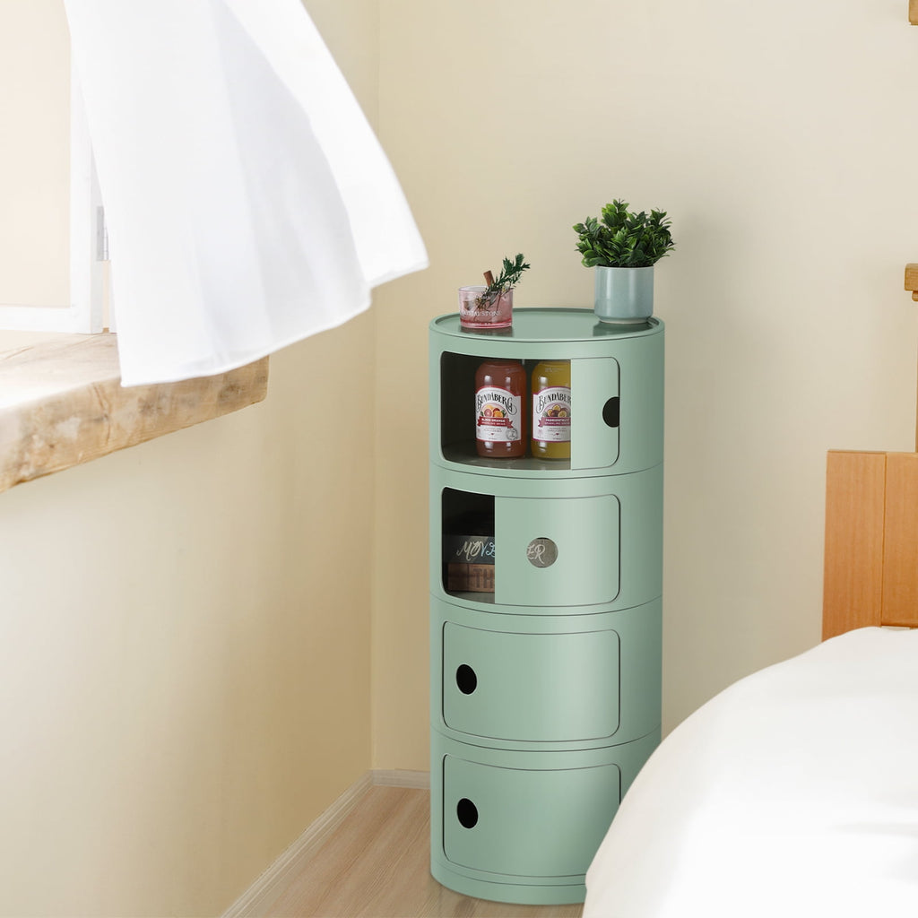 3 Drawer Sliding Barrel Modern Bedroom Nightstand, White