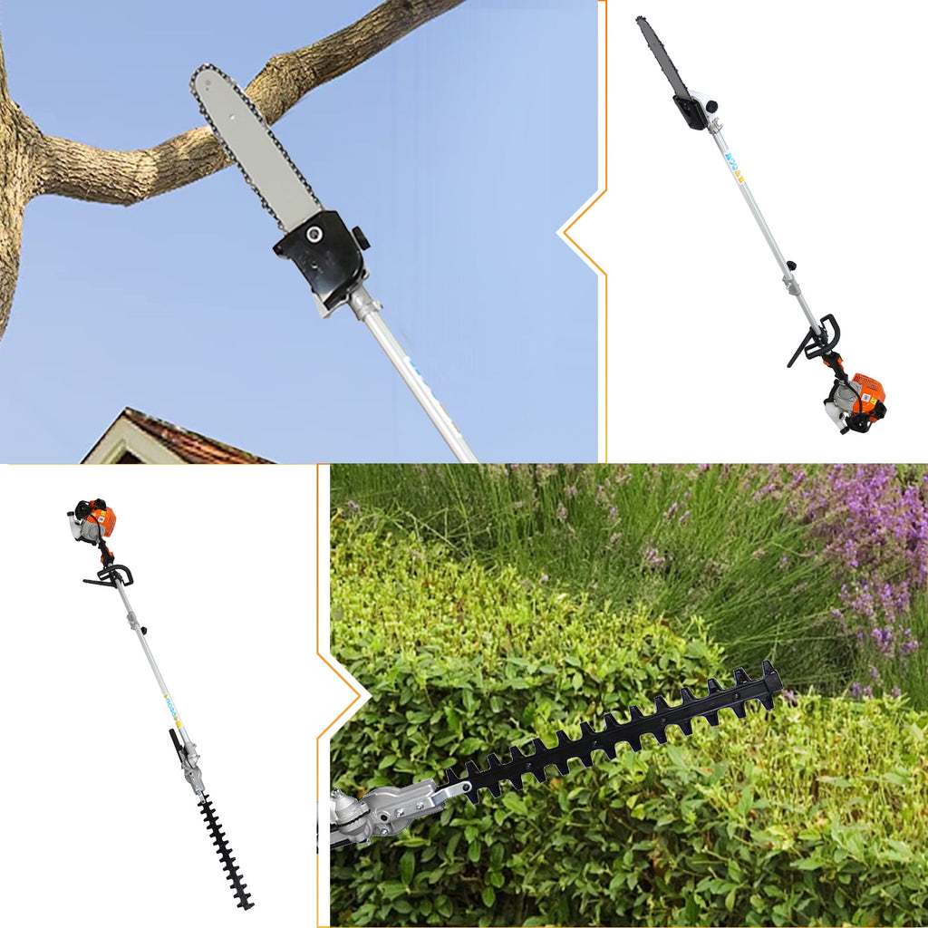 4 in 1 Weed Eater Grass Trimmer, Multi-Functional String Trimmer with Gas Pole Saw, Hedge Trimmer, Weed Trimmer, and Brush Cutter, Weed Eater for Patio Garden Lawn, 52CC 2-Cycle