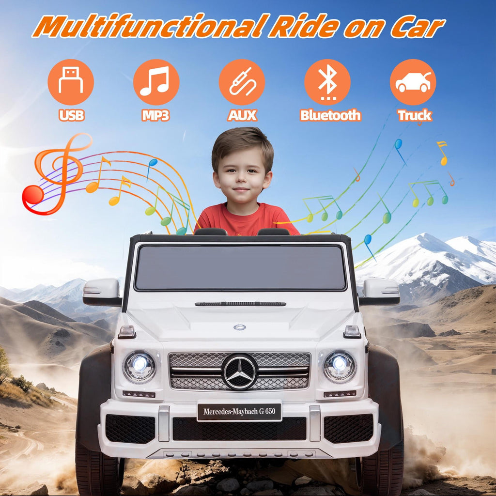 24V Ride on Car with Remote Control for Kids Mercedes Benz Ride on Car Toy for Boys and Girls 3-6 Years Old, Electric Vehicle, Bluetooth, LED Light, White