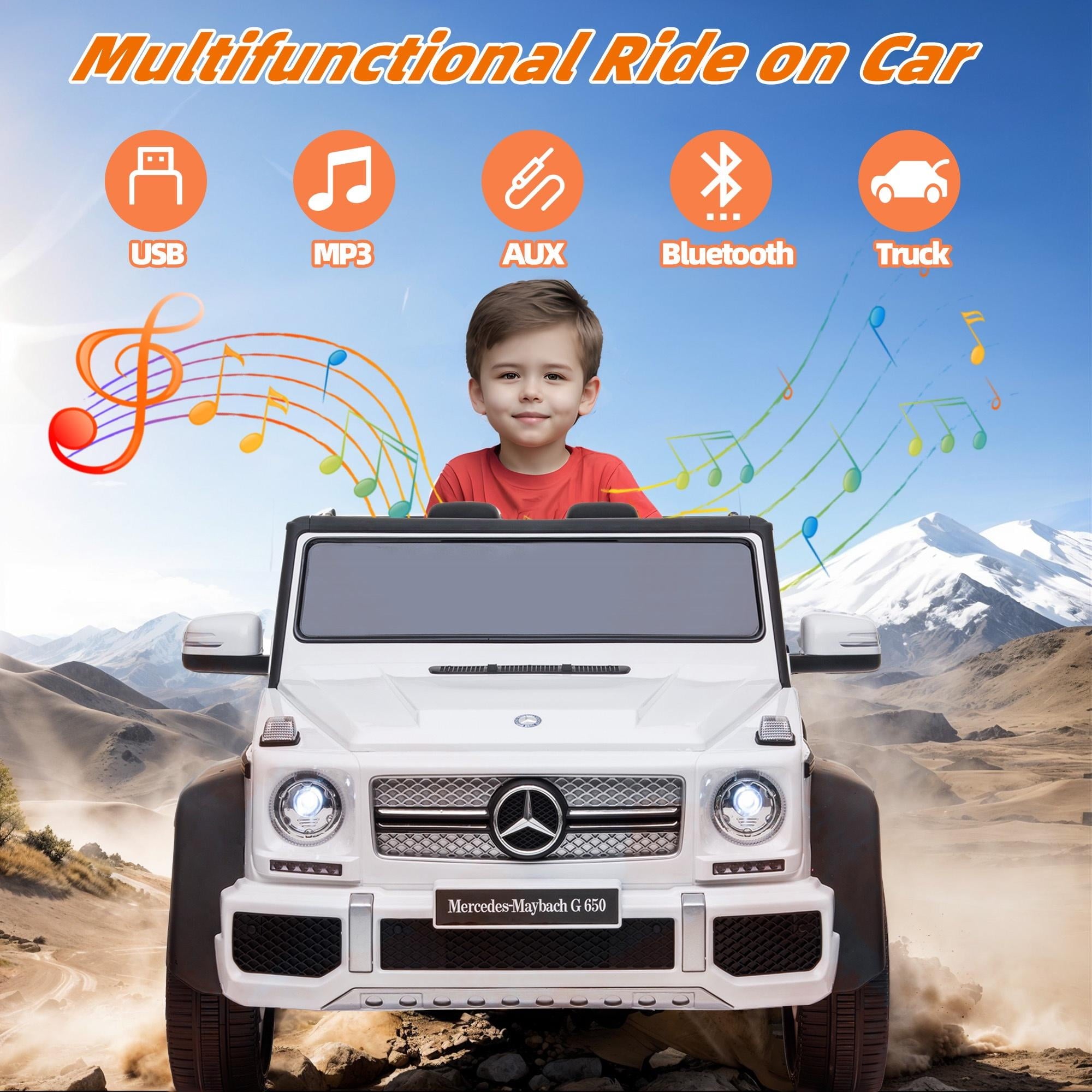 24V Ride on Car with Remote Control for Kids Mercedes Benz Ride on Car Toy for Boys and Girls 3-6 Years Old, Electric Vehicle, Bluetooth, LED Light, White