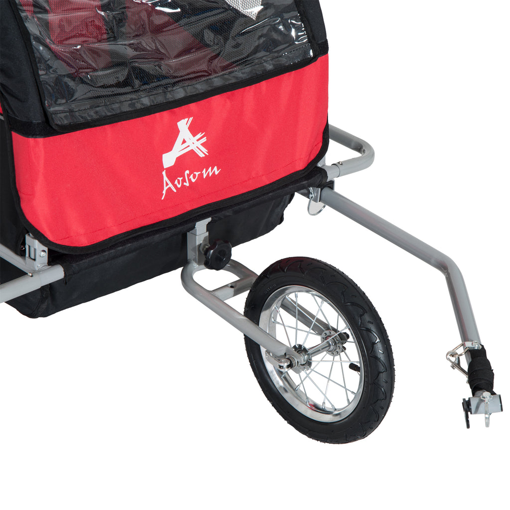 Aosom Elite 360 Swivel 2-In-1 Double Child Two-Wheel Bicycle Cargo Trailer And Jogger With 2 Safety Harnesses, Blue