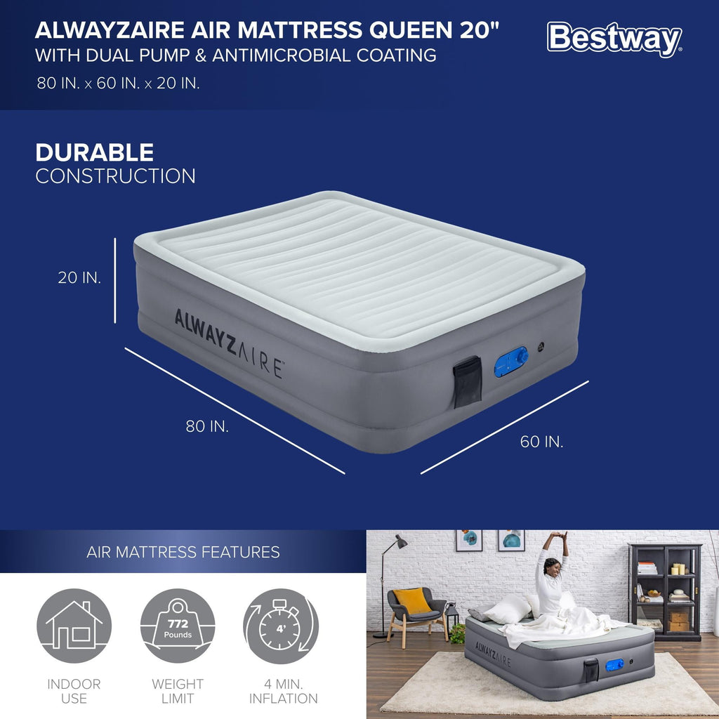 AlwayzAire 20" Queen Air Mattress with Built-in Pump