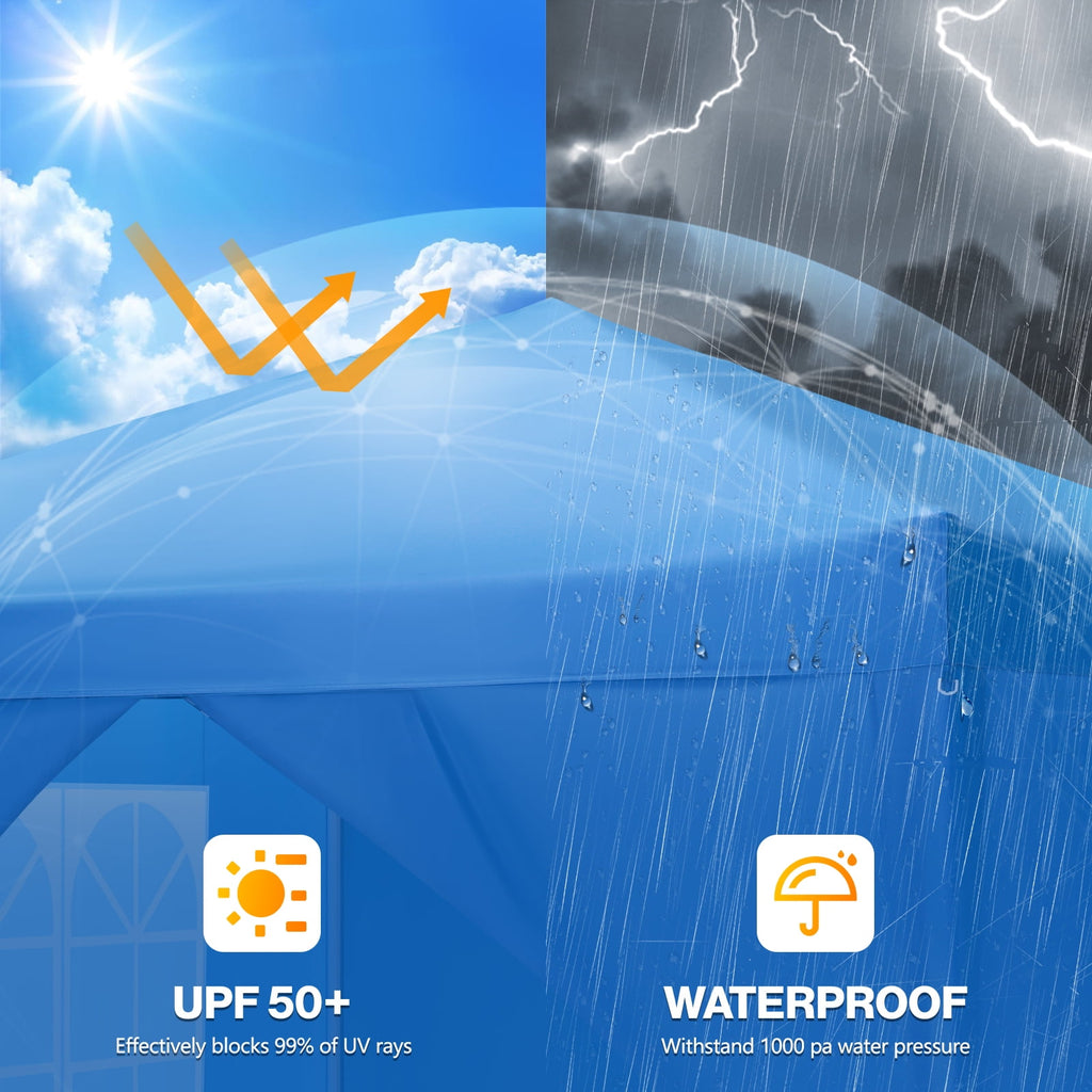 10'x 10' Pop up Canopy 1 Person Setup Canopy Portable Outdoor Party Instant Shelter with 4 Removable Sidewalls & Carrying Bag for Wedding Picnics Camping, White