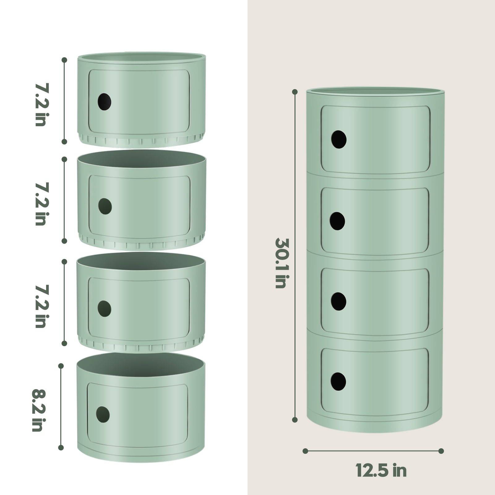 3 Drawer Sliding Barrel Modern Bedroom Nightstand, White