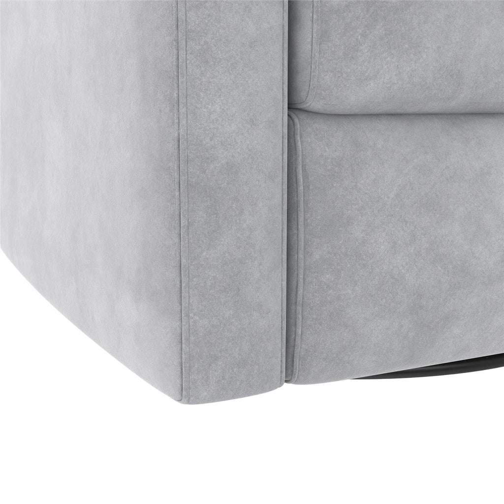 Baby Relax Otto 4-in-1 Nursery Swivel Glider Rocker Power Recliner with USB Ports, Gray Velvet