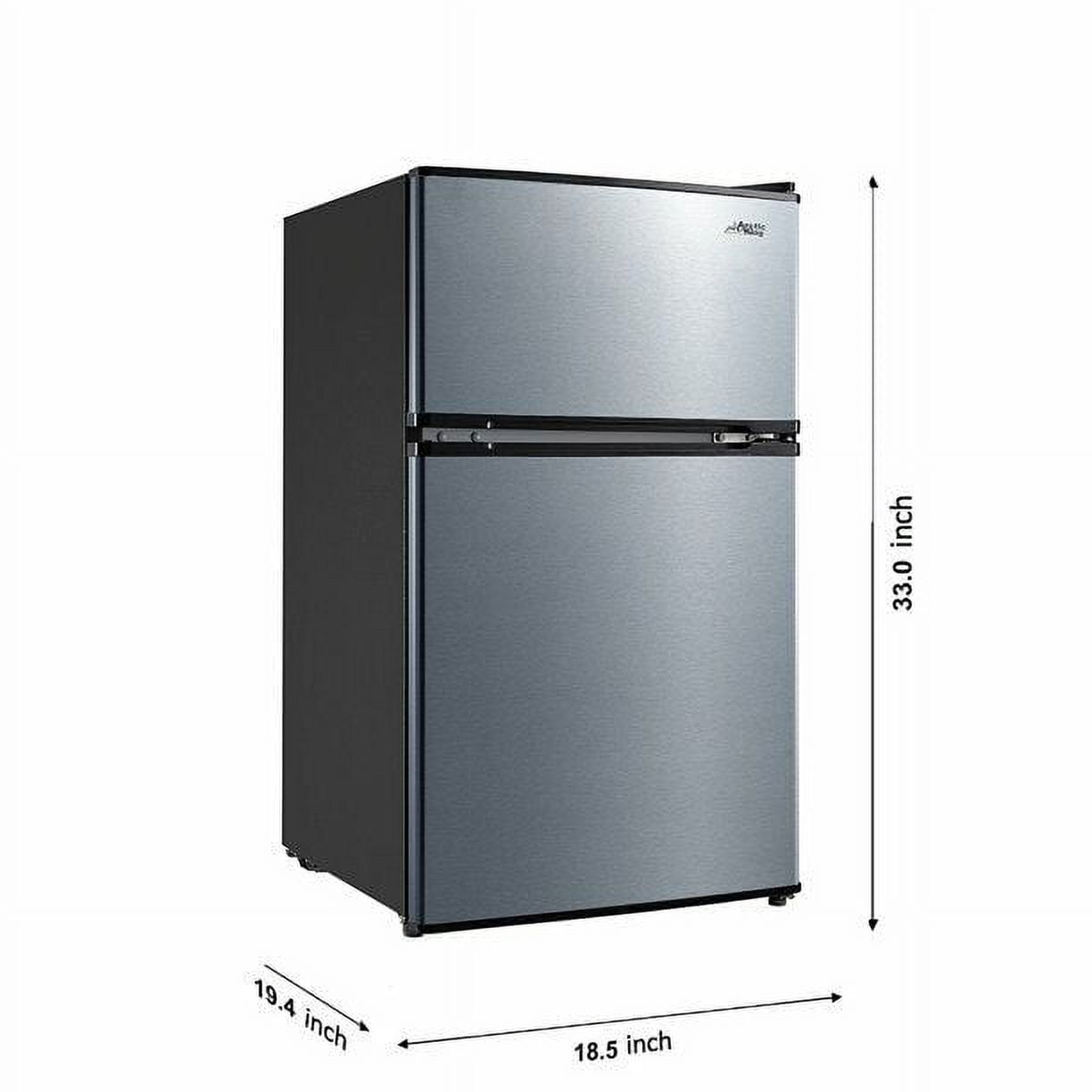 Arctic King 3.2 Cu Ft Two Door Compact Refrigerator Freezer Stainless Steel, NEW