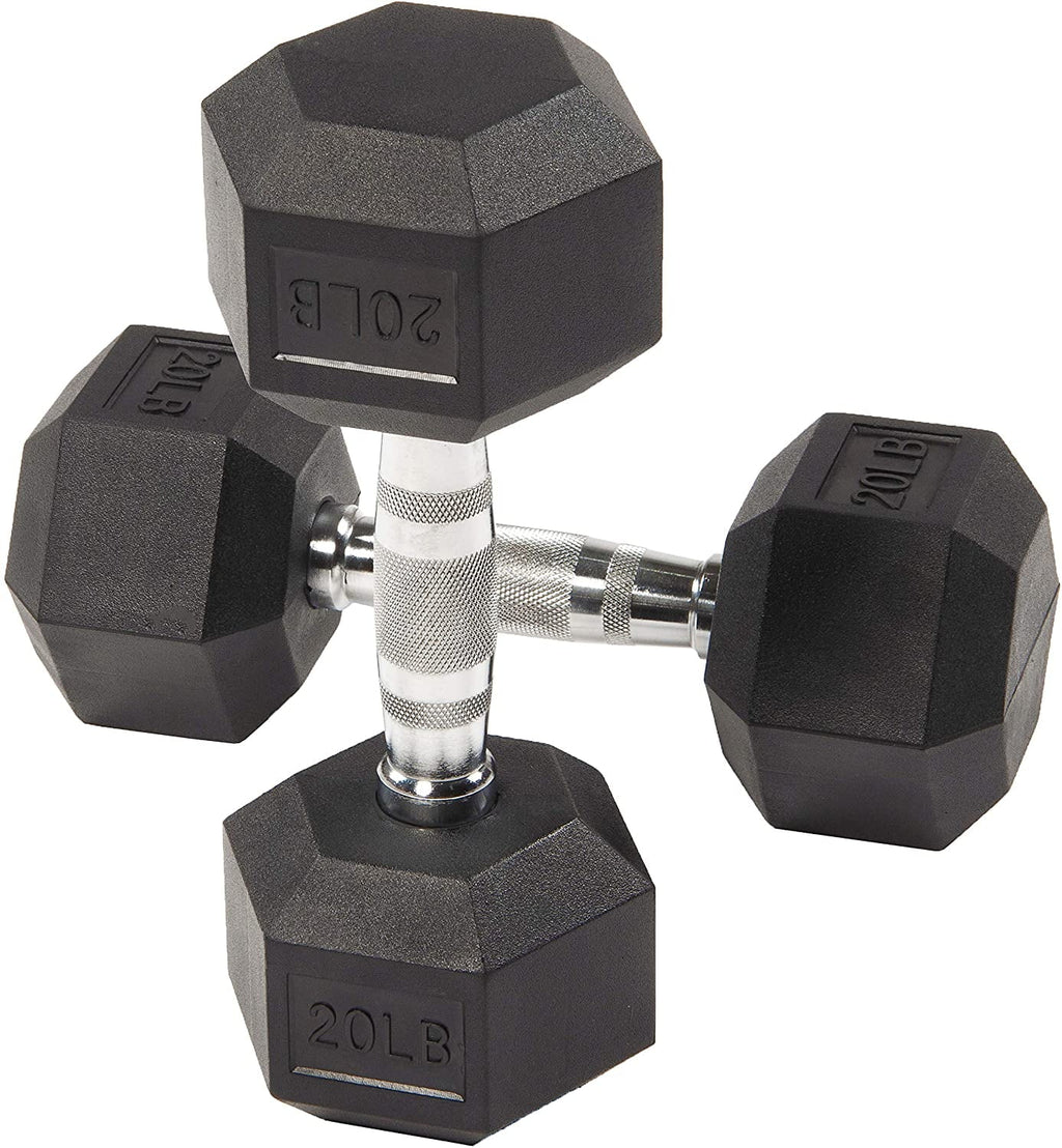 BalanceFrom Rubber Encased Hex Dumbbells, 20 Lbs. Pair