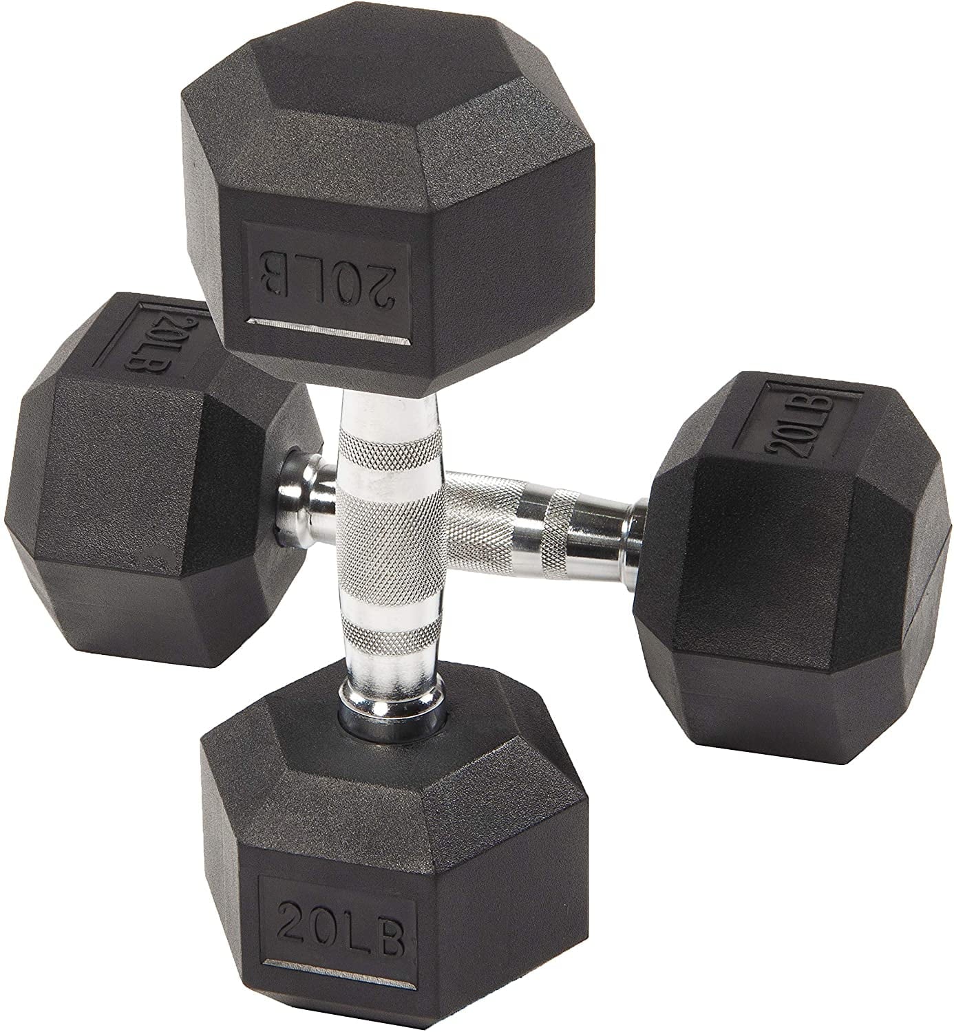 BalanceFrom Rubber Encased Hex Dumbbells, 20 Lbs. Pair