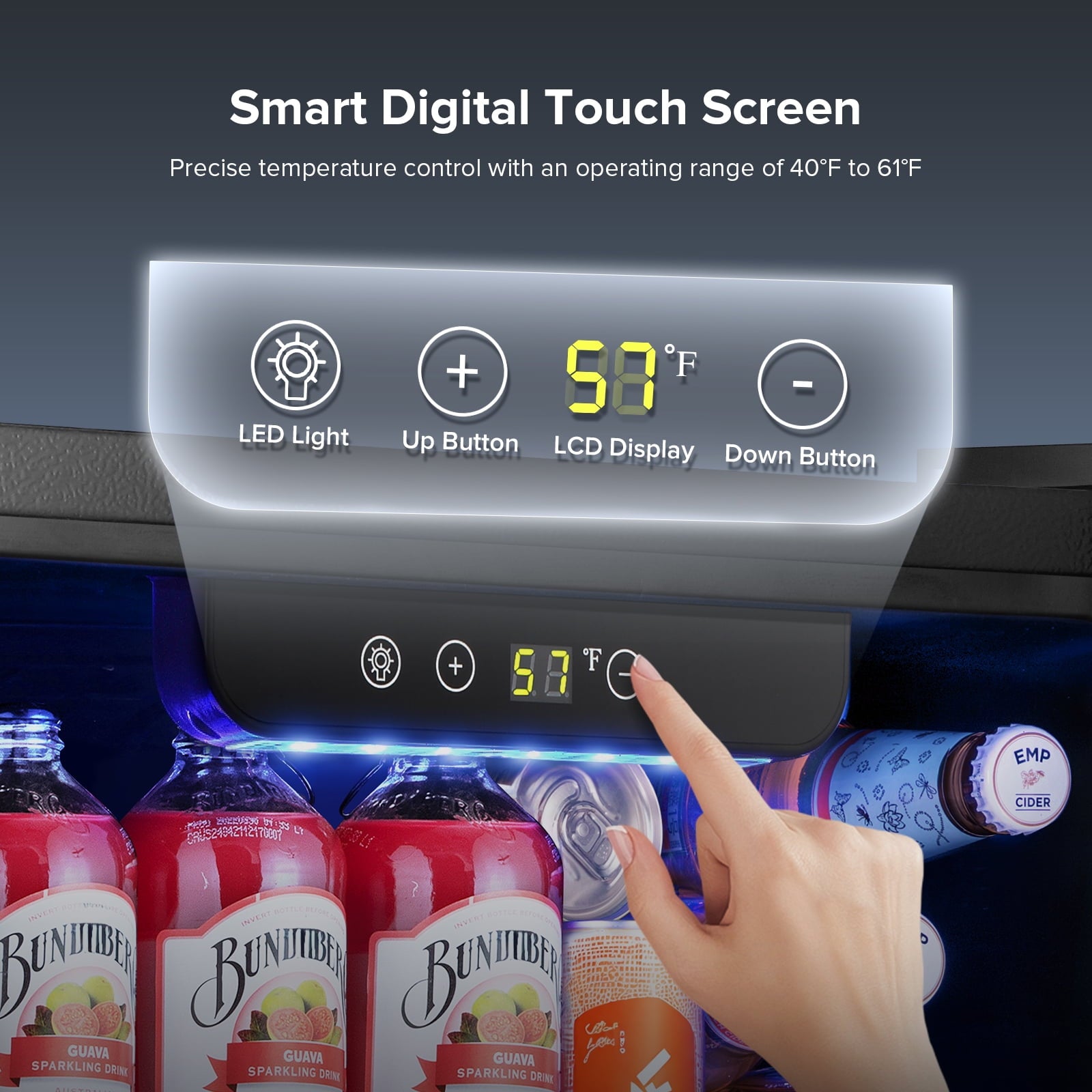 Auseo 1.3 Cu.ft Beverage Refrigerator Cooler - 12 Bottle & 48 Can Mini Fridge, Wine Cooler, Mini Drink Cooler Dispenser with Transparent Glass Door for for Home/Bar/Office