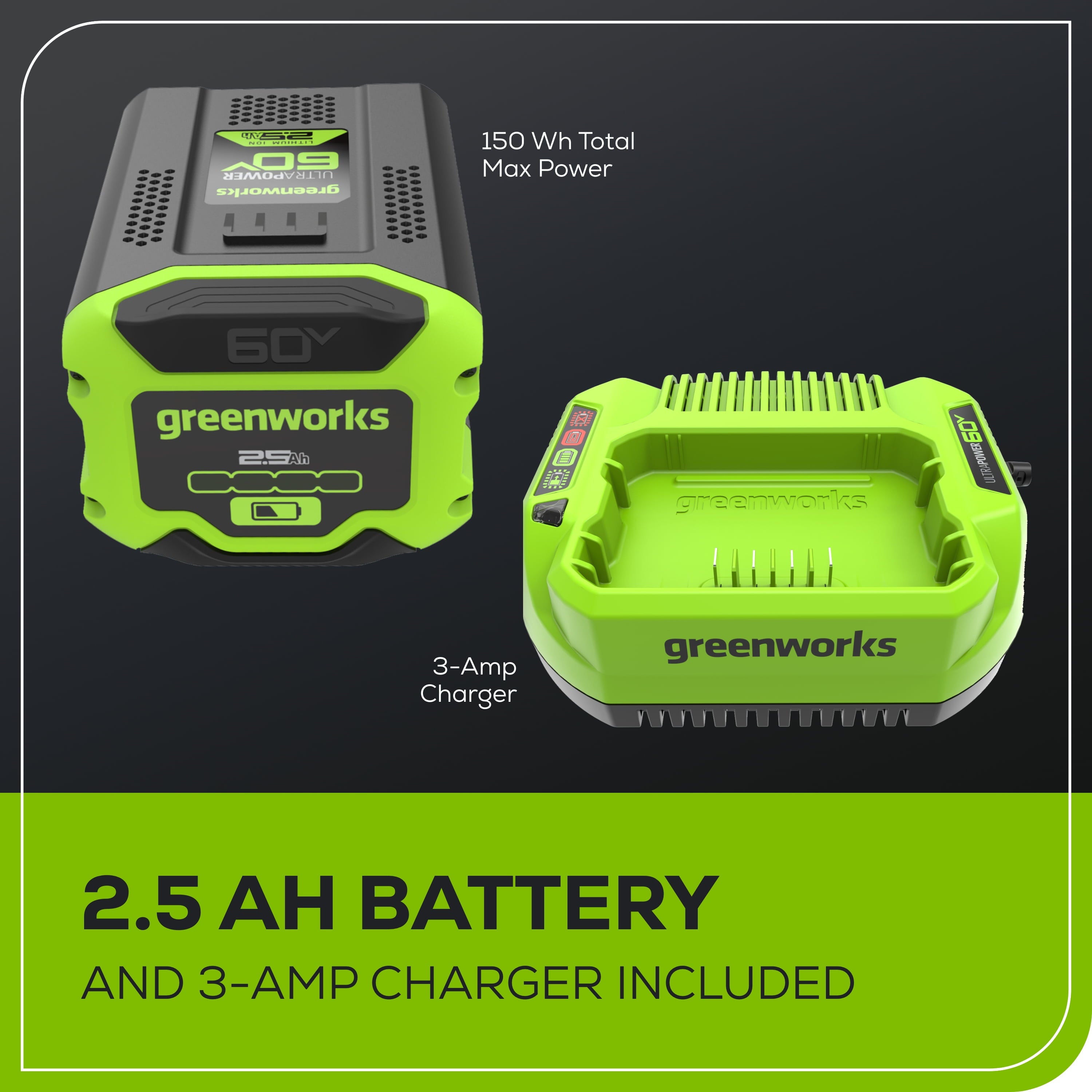 Greenworks 60V 16" String Trimmer & 630 CFM 170 MPH Blower Combo Kit with 2.5Ah Battery & 3 Amp Charger 1359802