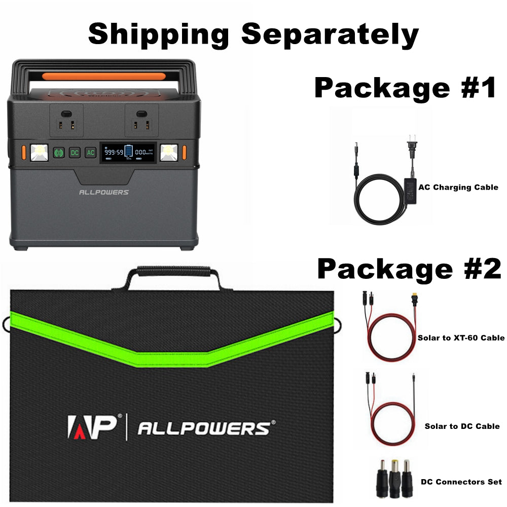 ALLPOWERS 288Wh 300W Portable Power Station with 100W Foldable Solar Panel, S300 Solar Generator Kit, Backup Battery for Camping Travel off-Grid [Shipping Separately]