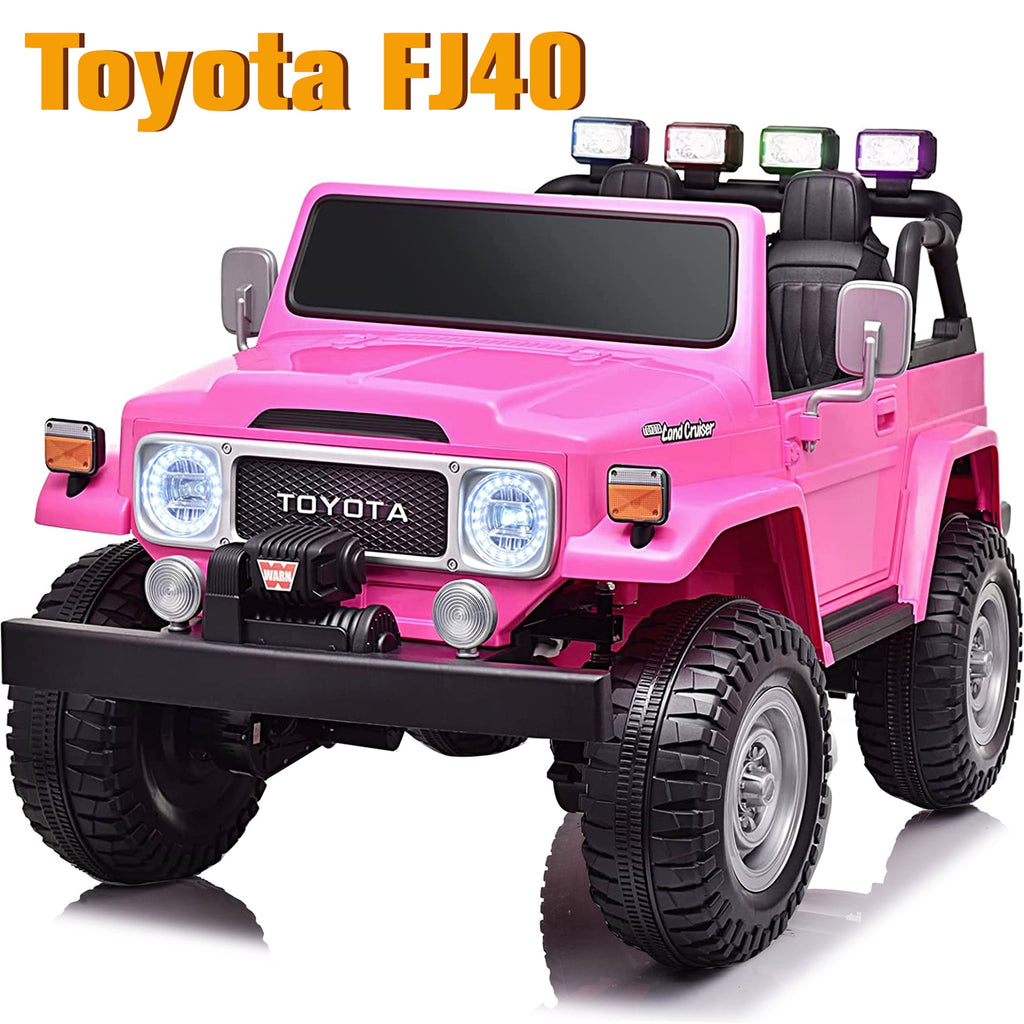 2 Seater 24V Ride on Car, Licensed Toyota Land Cruiser FJ40 Electric Truck with Remote Control, 4x80W Engine, Battery Powered Kid Car to Drive for Boy Girl, White