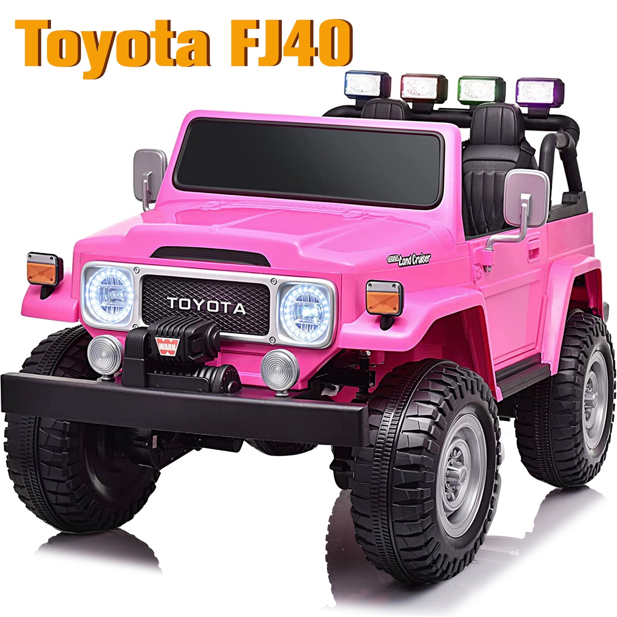2 Seater 24V Ride on Car, Licensed Toyota Land Cruiser FJ40 Electric Truck with Remote Control, 4x80W Engine, Battery Powered Kid Car to Drive for Boy Girl, White