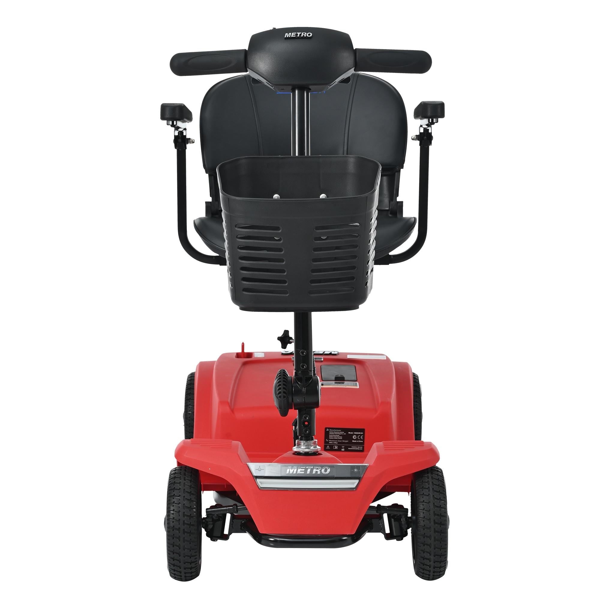 4 Wheels Mobility Scooter, Folding Lightweight Travel Mobility Scooter with 360° Swivel Seat, Heavy Duty Electric Motorized Scooters for Seniors Adults, Compact Transformer Mobility Scooter, Orange