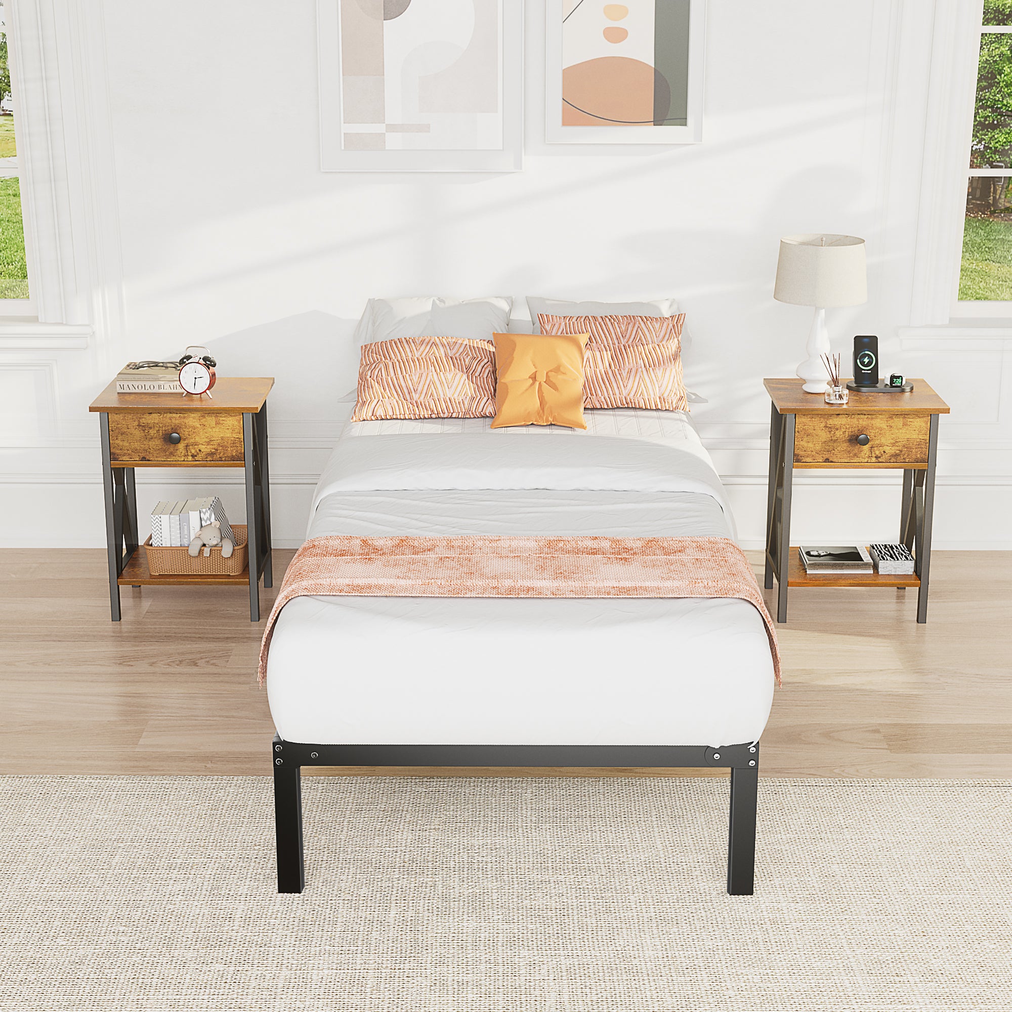 Bed Frame - Full Size Heavy Duty Platform Bed with Underbed Storage, 14-Inch High Steel Slat Support, Non-Slip Design, No Box Spring Required