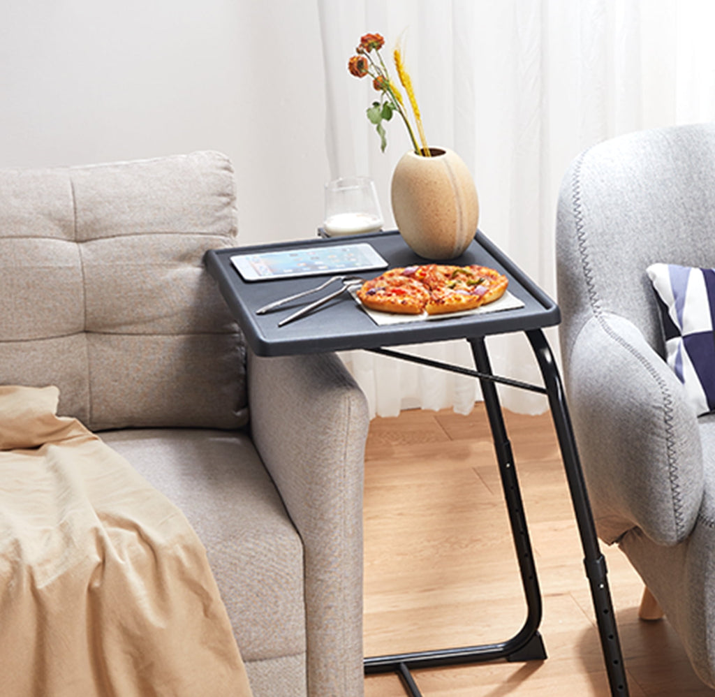 2 Pack Folding 6 Height & 3 Tilt Angles TV Tray Table Set Sofa Desk TV Dinner Tray for Home Office,Black