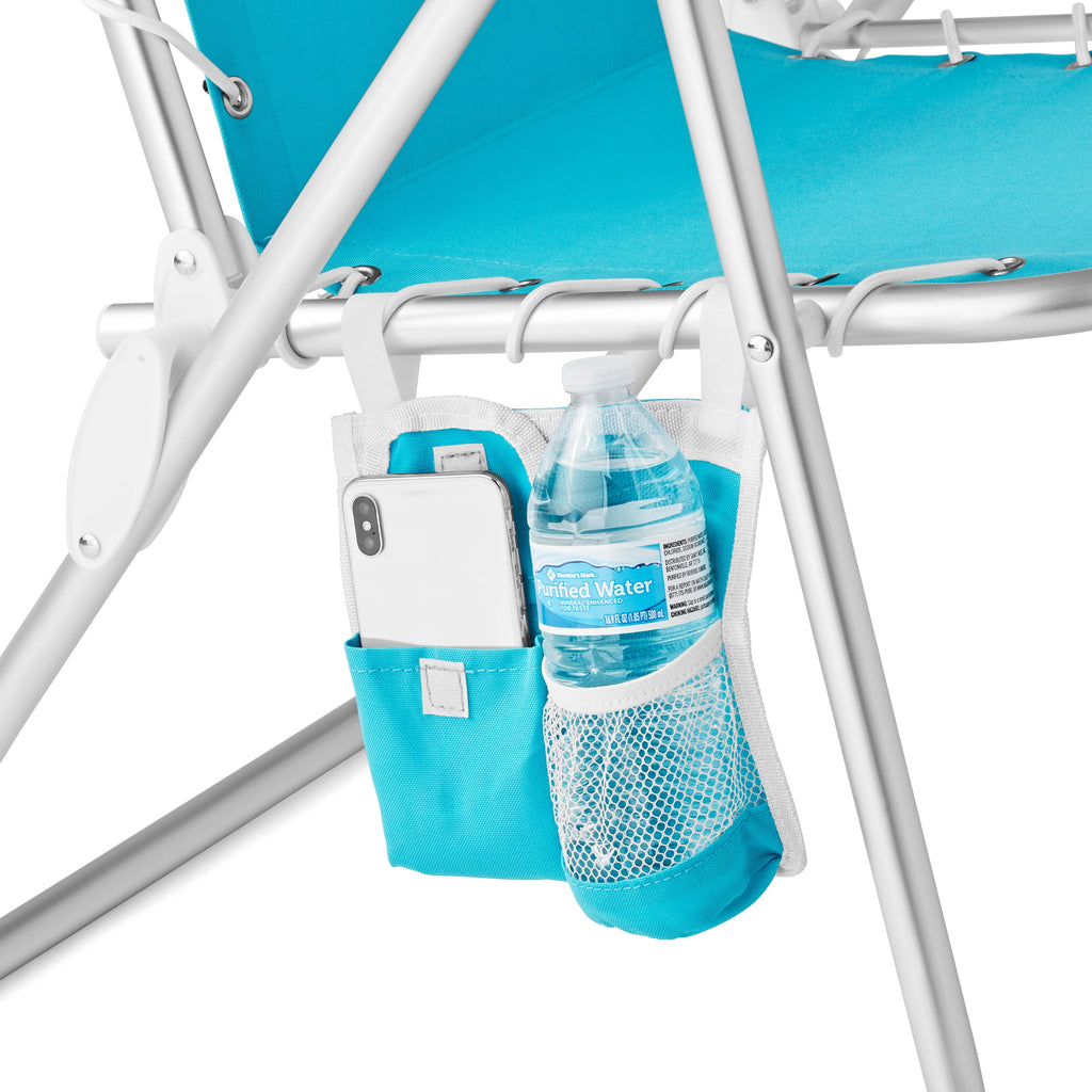 2-Pack Mainstays Reclining Bungee Beach Chair, Teal