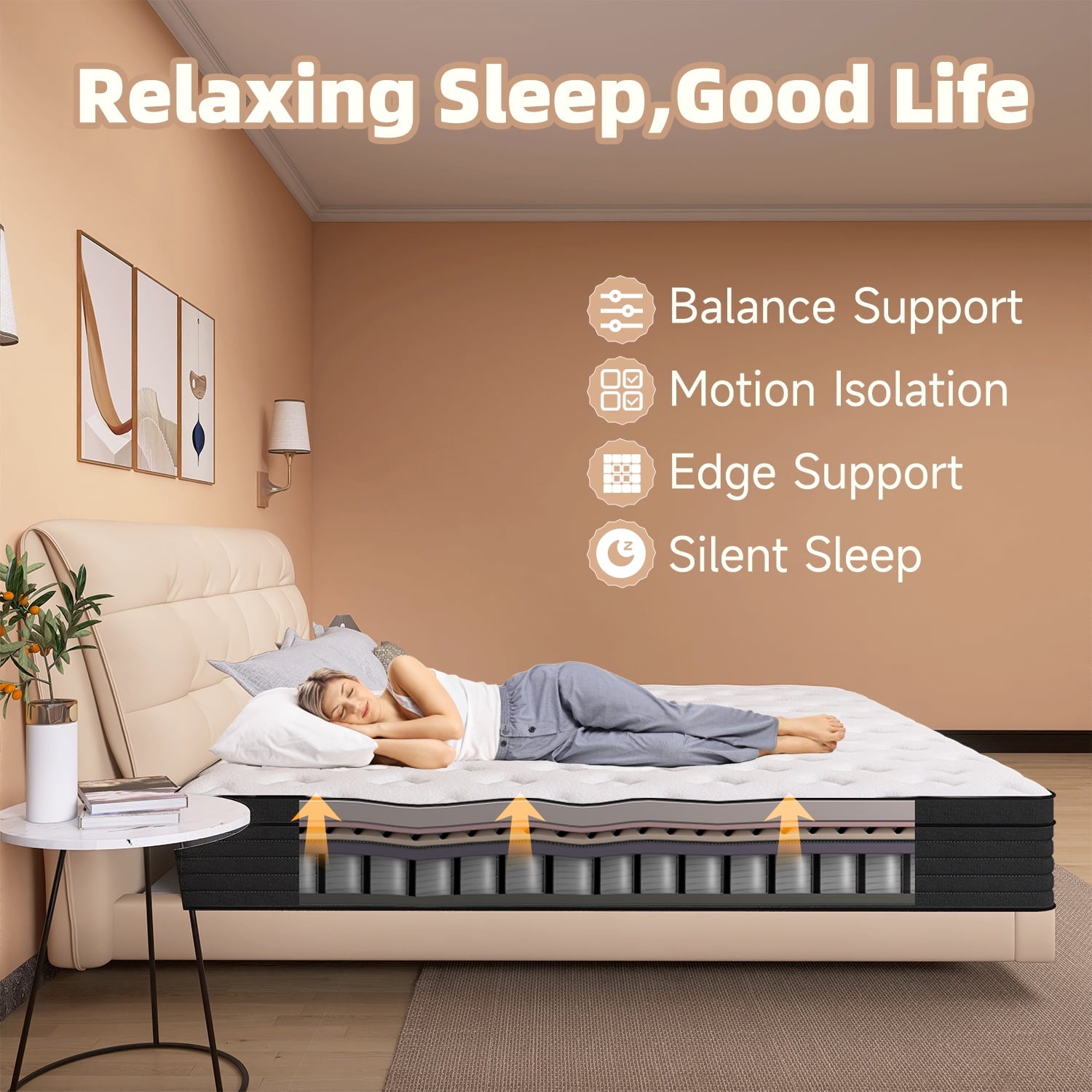 14 inch Hybrid Mattress in a Box, Gel Memory Foam and Pocket Spring ,King Mattress