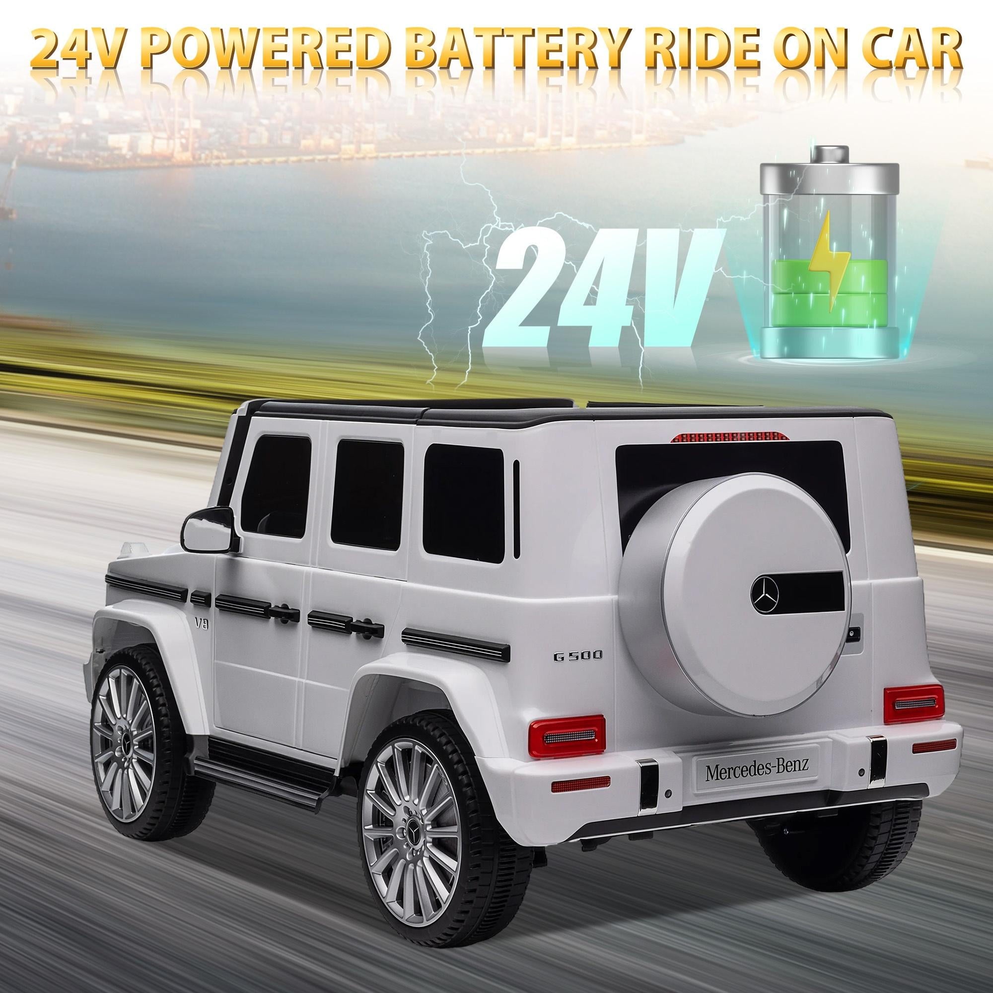 24V Ride on Car with Remote Control for Kids Mercedes Benz Ride on Car Toy for Boys and Girls 3-6 Years Old, Electric Vehicle, Bluetooth, LED Light, White