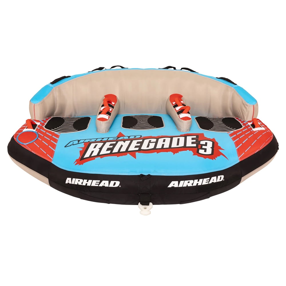 Airhead Renegade 3 Person Inflatable Towable Water Tube Kit w/ Boat Rope & Pump