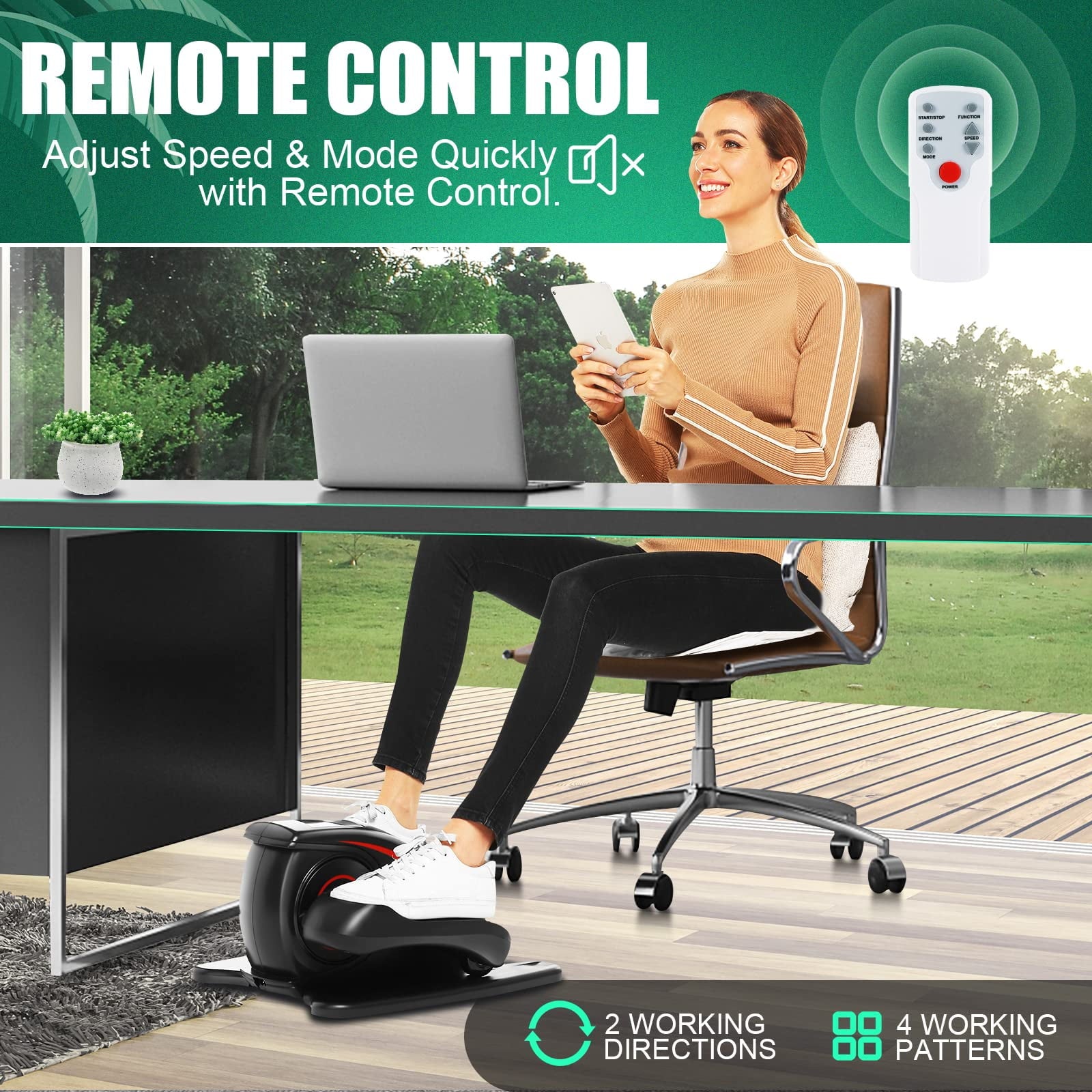 ANCHEER Elliptical Machine Electric Pedal Bike Exerciser Trainer with LCD Monitor Quiet Compact Exercise Under Desk Elliptical for Home Office Use, Blue