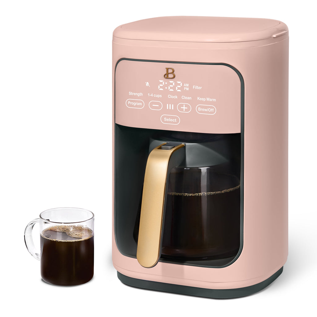 Beautiful 14-Cup Programmable Drip Coffee Maker with Touch-Activated Display, White Icing by Drew Barrymore