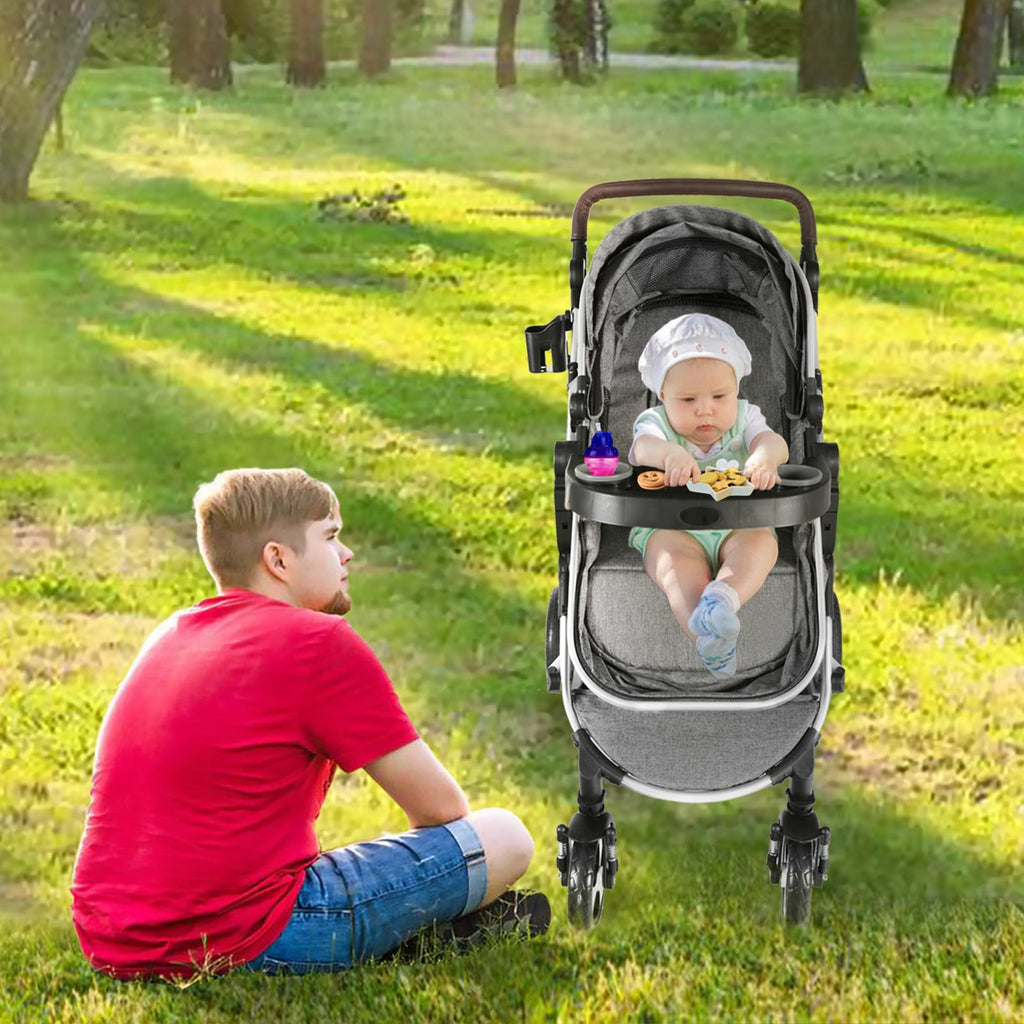 AILEEKISS 3 in 1 Baby Stroller, Convertible Newborn Bassinet Stroller Unisex Infant Carriage, Black