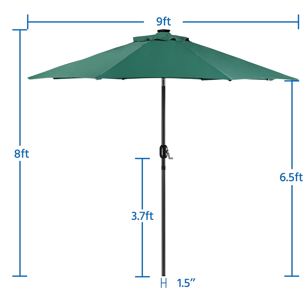 Alden Design 7.5ft Standard Patio Umbrella with LED Lights, Tan