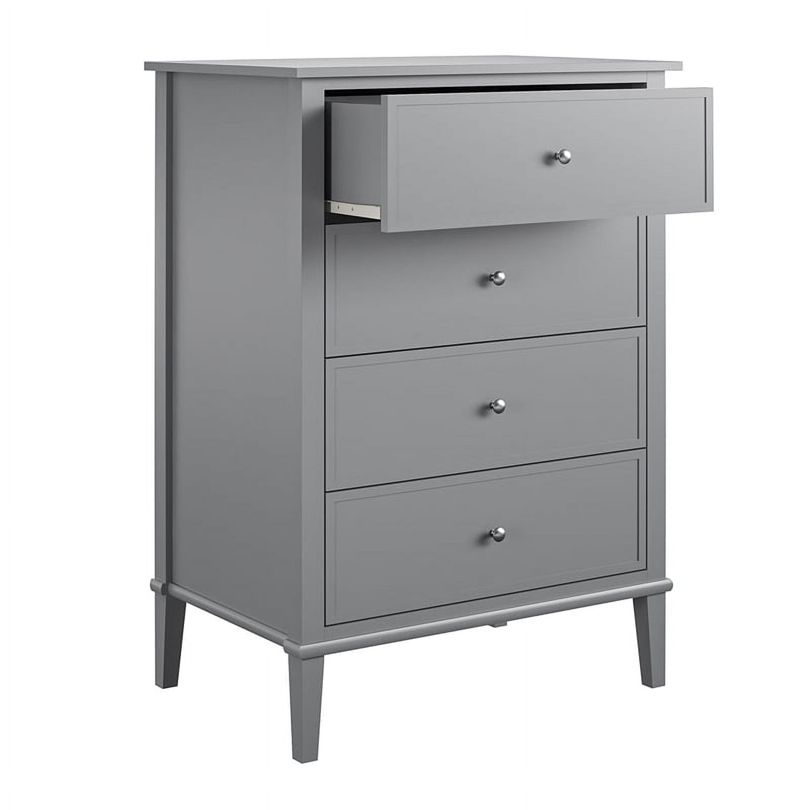 Ameriwood Home Lennon Tall 5 Drawer Dresser, Medium Brown and Faux Rattan