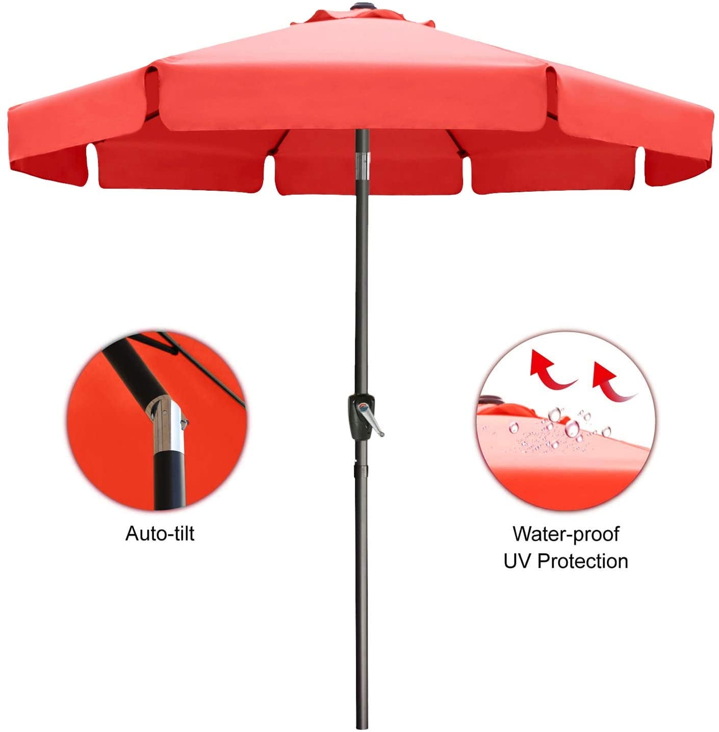 ABCCANOPY 10ft Outdoor Market Patio Umbrella with Push Button Tilt,13+Colors, Red